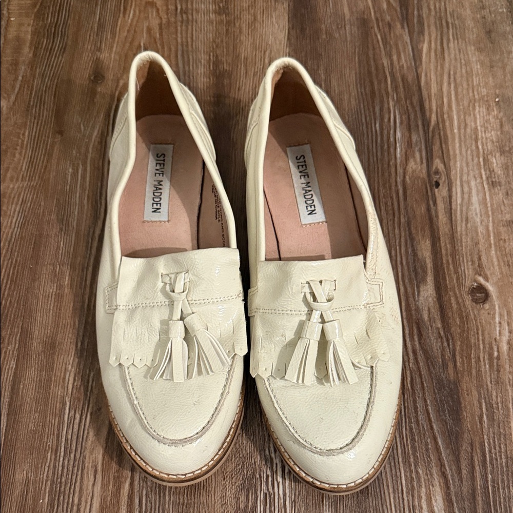 Steve Madden Ivory Tassel Loafers